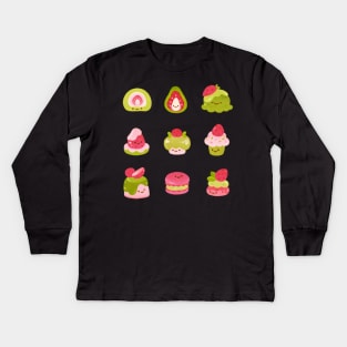 Strawberry matcha Kids Long Sleeve T-Shirt